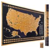 Travelization Scratch Off Map of United States 36' x 24' Frameable USA Scratch Map with National Parks, Highest Peaks and Vibrant Colors, Ideal for Travelers, Black Travelization Scratch Off Map of United States 36' x 24' Frameable USA Scratch Map with National Parks, Highest Peaks and Vibrant Colors, Ideal for Travelers, Black