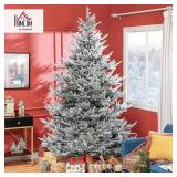 Retails for $324! Artificial Christmas Tree, Nordic Pine Hinged Xmas Tree with 1939 Realistic Branches, Wide Steel Base, Auto Open, Green with Snow-Flocked Retails for $324! Artificial Christmas Tree, Nordic Pine Hinged Xmas Tree with 1939 Realistic Branches, Wide Steel Base, Auto Open, Green with Snow-Flocked