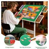 Wooden Puzzle Table with Cover and Drawers 1500 Piece Puzzle Board with 360 Rotating Wheels | Lightweight & Portable Jigsaw Puzzle Organizer for Adults and Kids, 34.7 x 26.6 Wooden Puzzle Table with Cover and Drawers 1500 Piece Puzzle Board with 360 Rotating Wheels | Lightweight & Portable Jigsaw Puzzle Organizer for Adults and Kids, 34.7 x 26.6