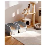 2-Pack Stainless Steel Cat Litter Box for Kitty with Scoops, Non-Stick & Easy-to-Clean Metal Cat Litter Box with Leakproof Enclosure, Grey, XL 2-Pack Stainless Steel Cat Litter Box for Kitty with Scoops, Non-Stick & Easy-to-Clean Metal Cat Litter Box with Leakproof Enclosure, Grey, XL
