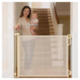 Retractable Safety Baby Gate or Mesh Dog Gate,Durable Portable Mesh Retractable Gate,Easy to Use for Stairs, Doorways, Hallways, Indoor, Outdoor, 33.5' Tall, Up to 55' Wide, Cream Retractable Safety Baby Gate or Mesh Dog Gate,Durable Portable Mesh Retractable Gate,Easy to Use for Stairs, Doorways, Hallways, Indoor, Outdoor, 33.5' Tall, Up to 55' Wide, Cream