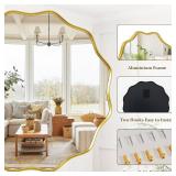 Round Wavy Mirror - 24 Inch Bathroom Vanity Mirror Metal Frame Circle Wall Mounted Mirror for Bedroom Living Room Entryway, Gold Round Wavy Mirror - 24 Inch Bathroom Vanity Mirror Metal Frame Circle Wall Mounted Mirror for Bedroom Living Room Entryway, Gold