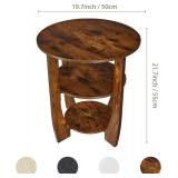 Rustic Brown Round Side Table, 3-Tier End Table with Storage Shelves, Farmhouse Nightstand for Bedroom, Small Accent Table for Living Room Sofa, 19.7' D x 21.7' H Rustic Brown Round Side Table, 3-Tier End Table with Storage Shelves, Farmhouse Nightstand for Bedroom, Small Accent Table for Living Room Sofa, 19.7' D x 21.7' H