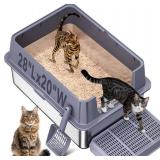 Stainless Steel Litter Box , 28'L*20'W*12'H XXL Extra Large Litter Boxes with lid ,Metal Litter Box with Hight Sides for Big Cats& Multiple Cats,Never Absorbs Odors, Anti-Urine Leakage, Easy Cleaning Stainless Steel Litter Box , 28'L*20'W*12'H XXL Extra Large Litter Boxes with lid ,Metal Litter Box with Hight Sides for Big Cats& Multiple Cats,Never Absorbs Odors, Anti-Urine Leakage, Easy Cleaning