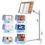 Shikha Book Stand for Reading, Hands-Free Holder for Laptop Phone Tablet with Wooden Pad, Rotated and Liftted Metal Support, 2 Spring Clips. Shikha Book Stand for Reading, Hands-Free Holder for Laptop Phone Tablet with Wooden Pad, Rotated and Liftted Metal Support, 2 Spring Clips.