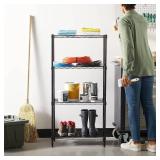 Amazon Basics 4-Shelf Steel Wire Rack, approx. 33' x 15' (actual dimensions may vary), Black | Sturdy, Adjustable, Easy Assembly, Storage Amazon Basics 4-Shelf Steel Wire Rack, approx. 33' x 15' (actual dimensions may vary), Black | Sturdy, Adjustable, Easy Assembly, Storage
