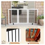 Freestanding Pet Gate for Dogs, Foldable Wooden Dog Gate for House Indoor, Tall Pet Fence for Stair, Doorway,Hall, Support Feet Included, 3 Panels 32',White Freestanding Pet Gate for Dogs, Foldable Wooden Dog Gate for House Indoor, Tall Pet Fence for Stair, Doorway,Hall, Support Feet Included, 3 Panels 32',White