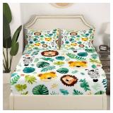 Palm Leaves Bedding Set Twin Size Lion Leopard Bed Sets for Girls Teens Bedroom Decor Kids Summer Tropical Fitted Sheet Soft Microfiber Cartoon Animals Bedding(1 Fitted Sheet+1 Pillow Case) Palm Leaves Bedding Set Twin Size Lion Leopard Bed Sets for Girls Teens Bedroom Decor Kids Summer Tropical Fitted Sheet Soft Microfiber Cartoon Animals Bedding(1 Fitted Sheet+1 Pillow Case)