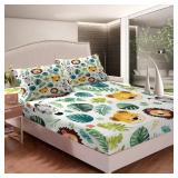 Palm Leaves Bedding Set Twin Size Lion Leopard Bed Sets for Girls Teens Bedroom Decor Kids Summer Tropical Fitted Sheet Soft Microfiber Cartoon Animals Bedding(1 Fitted Sheet+1 Pillow Case) Palm Leaves Bedding Set Twin Size Lion Leopard Bed Sets for Girls Teens Bedroom Decor Kids Summer Tropical Fitted Sheet Soft Microfiber Cartoon Animals Bedding(1 Fitted Sheet+1 Pillow Case)