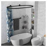 Aluminum Alloy Oval Shower Curtain Rod Hoop Square Shape Bathroom Rod for Clawfoot Tub Free Standing Tubs (Black) Aluminum Alloy Oval Shower Curtain Rod Hoop Square Shape Bathroom Rod for Clawfoot Tub Free Standing Tubs (Black)