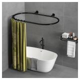 Aluminum Alloy Oval Shower Curtain Rod Hoop Square Shape Bathroom Rod for Clawfoot Tub Free Standing Tubs (Black) Aluminum Alloy Oval Shower Curtain Rod Hoop Square Shape Bathroom Rod for Clawfoot Tub Free Standing Tubs (Black)