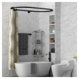 Aluminum Alloy Oval Shower Curtain Rod Hoop Square Shape Bathroom Rod for Clawfoot Tub Free Standing Tubs (Black) Aluminum Alloy Oval Shower Curtain Rod Hoop Square Shape Bathroom Rod for Clawfoot Tub Free Standing Tubs (Black)