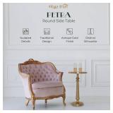 Small Round Gold Side Table by Objet D Art, Accent, End, Pedestal, Martini, Cocktail and Drink Table for Living Room and Small Spaces, Petra Vintage Metal Brass Style Decor, 21 Height Small Round Gold Side Table by Objet D Art, Accent, End, Pedestal, Martini, Cocktail and Drink Table for Living Room and Small Spaces, Petra Vintage Metal Brass Style Decor, 21 Height