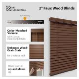 DEZ FURNISHINGS Cordless 2' Faux Wood Blind, 34' W x 48' H, Gray DEZ FURNISHINGS Cordless 2' Faux Wood Blind, 34' W x 48' H, Gray