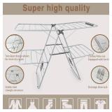 Clothes Drying Rack, Foldable 2-Level Laundry Racks for Drying Clothes Rack,Stainless Steel Drying Rack Clothing Collapsible for Indoor Outdoor,with Height-Adjustable Wings,Gray Clothes Drying Rack, Foldable 2-Level Laundry Racks for Drying Clothes Rack,Stainless Steel Drying Rack Clothing Collapsible for Indoor Outdoor,with Height-Adjustable Wings,Gray