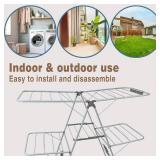 Clothes Drying Rack, Foldable 2-Level Laundry Racks for Drying Clothes Rack,Stainless Steel Drying Rack Clothing Collapsible for Indoor Outdoor,with Height-Adjustable Wings,Gray Clothes Drying Rack, Foldable 2-Level Laundry Racks for Drying Clothes Rack,Stainless Steel Drying Rack Clothing Collapsible for Indoor Outdoor,with Height-Adjustable Wings,Gray