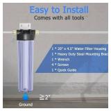 WHT20 Whole House Water Filter Housing, Fit 20'x4.5' Sediment etc Filters for Well and City Water, Big Filter Blue Pre-Filtration System for Home, 1' NPT Port, Pressure Release (Clear Housing) WHT20 Whole House Water Filter Housing, Fit 20'x4.5' Sediment etc Filters for Well and City Water, Big Filter Blue Pre-Filtration System for Home, 1' NPT Port, Pressure Release (Clear Housing)