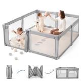 Retails for $170! Sweeby Baby Playpen, 59x59 Inch Baby Gate Foldable Playpens for Babies and Toddlers, Extra Large Playpen with Door Play Yard for Kids Fence Indoor and Outdoor Play Pen, Gray Retails for $170! Sweeby Baby Playpen, 59x59 Inch Baby Gate Foldable Playpens for Babies and Toddlers, Extra Large Playpen with Door Play Yard for Kids Fence Indoor and Outdoor Play Pen, Gray
