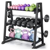 Leteuke Dumbbell Rack, 3 Tiers Heavy Duty Weight Rack for Home Gym, Trapezoidal Frame Space Saving Weight Storage Racks for Dumbells, Kettlebells, Barbells, Dumbbell Rack Stand Only (1300LBS Capacity) Leteuke Dumbbell Rack, 3 Tiers Heavy Duty Weight Rack for Home Gym, Trapezoidal Frame Space Saving Weight Storage Racks for Dumbells, Kettlebells, Barbells, Dumbbell Rack Stand Only (1300LBS Capacity)