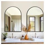 Retails for $110! FICTOR Bathroom Mirror for Wall,2 Pack 24 x36 Arched Vanity Bathroom Mirror for Over Sink, Metal Framed with HD Shatter-Proof Glass for Entryway, Living Room,Bedroom(Black) Retails for $110! FICTOR Bathroom Mirror for Wall,2 Pack 24 x36 Arched Vanity Bathroom Mirror for Over Sink, Metal Framed with HD Shatter-Proof Glass for Entryway, Living Room,Bedroom(Black)