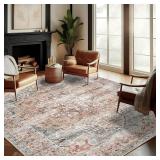 Washable Area Rug 9'x12' Light Cyan and Light red Retro Flowers Boho Design Non-Shedding Easy Care Ideal for High Traffic Areas in Living Room Bedroom Office Kitchen Large Carpet Washable Area Rug 9'x12' Light Cyan and Light red Retro Flowers Boho Design Non-Shedding Easy Care Ideal for High Traffic Areas in Living Room Bedroom Office Kitchen Large Carpet