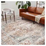 Washable Area Rug 9'x12' Light Cyan and Light red Retro Flowers Boho Design Non-Shedding Easy Care Ideal for High Traffic Areas in Living Room Bedroom Office Kitchen Large Carpet Washable Area Rug 9'x12' Light Cyan and Light red Retro Flowers Boho Design Non-Shedding Easy Care Ideal for High Traffic Areas in Living Room Bedroom Office Kitchen Large Carpet