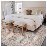 Washable Area Rug 9'x12' Light Cyan and Light red Retro Flowers Boho Design Non-Shedding Easy Care Ideal for High Traffic Areas in Living Room Bedroom Office Kitchen Large Carpet Washable Area Rug 9'x12' Light Cyan and Light red Retro Flowers Boho Design Non-Shedding Easy Care Ideal for High Traffic Areas in Living Room Bedroom Office Kitchen Large Carpet