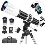 Retails for $150! Telescope, 90mm Aperture 900mm Astronomical Refractor Telescope for Adults High Powered - Multi-Coated Professional Telescopes for Astronomy Beginners with AZ Mount, Portable Carry B Retails for $150! Telescope, 90mm Aperture 900mm Astronomical Refractor Telescope for Adults High Powered - Multi-Coated Professional Telescopes for Astronomy Beginners with AZ Mount, Portable Carry B