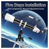 Retails for $150! Telescope, 90mm Aperture 900mm Astronomical Refractor Telescope for Adults High Powered - Multi-Coated Professional Telescopes for Astronomy Beginners with AZ Mount, Portable Carry B Retails for $150! Telescope, 90mm Aperture 900mm Astronomical Refractor Telescope for Adults High Powered - Multi-Coated Professional Telescopes for Astronomy Beginners with AZ Mount, Portable Carry B