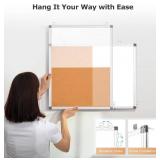 WALGLASS Combination Magnetic Whiteboard & Corkboard, 36'x24' Combo for School, Office & Home, Dry Erase Board with Removable Tray, Pins, Eraser, Markers & Magnets WALGLASS Combination Magnetic Whiteboard & Corkboard, 36'x24' Combo for School, Office & Home, Dry Erase Board with Removable Tray, Pins, Eraser, Markers & Magnets