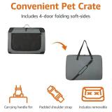 Amazon Basics 4-Doors Portable Soft-Sided Folding Travel Crate Kennel for cat, Dog, and Other Small Animals, Grey, L 36' x 24' x 24' Amazon Basics 4-Doors Portable Soft-Sided Folding Travel Crate Kennel for cat, Dog, and Other Small Animals, Grey, L 36' x 24' x 24'