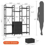 Retails for $104! Triple Bookshelf with 3 Fabric Drawers, 4-Tier Book Shelf and 10 Display Shelves, Industrial Large Bookcase for Home & Office, Black, 47' Wide Retails for $104! Triple Bookshelf with 3 Fabric Drawers, 4-Tier Book Shelf and 10 Display Shelves, Industrial Large Bookcase for Home & Office, Black, 47' Wide