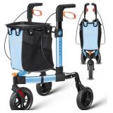 Retails for $120! 3 Wheel Walkers for Seniors,2025 New Ultra Lightweight Foldable Walker for Elderly,Extra Wide Basket for Seniors and Adults with Large Aluminum (Blue) Retails for $120! 3 Wheel Walkers for Seniors,2025 New Ultra Lightweight Foldable Walker for Elderly,Extra Wide Basket for Seniors and Adults with Large Aluminum (Blue)