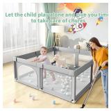Baby Playpen, Play Pens for Babies and Toddlers, Mini Baby Fence Play Area,Safe Anti-Fall Play Yard with Gates, Small Playpen for Babies with Breathable Mesh, with Pull-Up Ring(Grey, 36' x36') Baby Playpen, Play Pens for Babies and Toddlers, Mini Baby Fence Play Area,Safe Anti-Fall Play Yard with Gates, Small Playpen for Babies with Breathable Mesh, with Pull-Up Ring(Grey, 36' x36')