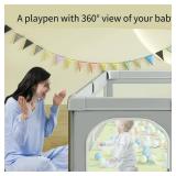 Baby Playpen, Play Pens for Babies and Toddlers, Mini Baby Fence Play Area,Safe Anti-Fall Play Yard with Gates, Small Playpen for Babies with Breathable Mesh, with Pull-Up Ring(Grey, 36' x36') Baby Playpen, Play Pens for Babies and Toddlers, Mini Baby Fence Play Area,Safe Anti-Fall Play Yard with Gates, Small Playpen for Babies with Breathable Mesh, with Pull-Up Ring(Grey, 36' x36')