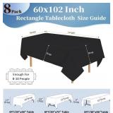 8 Pack Black Tablecloths 60x102 Inch Table Cloths for 6 Foot Rectangle Tables, Wrinkle Resistant Washable Rectangular Fabric Table Cover for Dining Wedding Banquet Camping Party 8 Pack Black Tablecloths 60x102 Inch Table Cloths for 6 Foot Rectangle Tables, Wrinkle Resistant Washable Rectangular Fabric Table Cover for Dining Wedding Banquet Camping Party