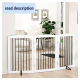 Freestanding Pet Gate for Dogs, Foldable Wooden Dog Gate for House Indoor, Tall Pet Fence for Stair, Doorway,Hall, Support Feet Included, 3 Panels 32',White Freestanding Pet Gate for Dogs, Foldable Wooden Dog Gate for House Indoor, Tall Pet Fence for Stair, Doorway,Hall, Support Feet Included, 3 Panels 32',White
