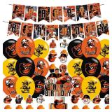 Oriles Baseball Birthday Party Decorations with Happy Birthday Banner, Cake Topper, Balloons in Red, White, Blue for Fans Oriles Baseball Birthday Party Decorations with Happy Birthday Banner, Cake Topper, Balloons in Red, White, Blue for Fans