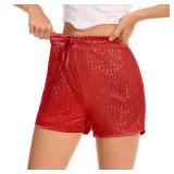 Sequin Shorts for Women Elastic High Waisted Sparkle Rave Short Casual Party Pants Clubwear Night-Out Red Small - Retail: $20 Sequin Shorts for Women Elastic High Waisted Sparkle Rave Short Casual Party Pants Clubwear Night-Out Red Small - Retail: $20