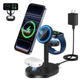 3 in 1 Wireless Charging Station for Apple MagSafe Charger, 15W Fast Magnetic Mag-Safe Charger Stand for iPhone 17 16 15 14 13 12 Apple Watch AirPods Series, Gifts for Men - Retail: $22 3 in 1 Wireless Charging Station for Apple MagSafe Charger, 15W Fast Magnetic Mag-Safe Charger Stand for iPhone 17 16 15 14 13 12 Apple Watch AirPods Series, Gifts for Men - Retail: $22