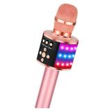 Karaoke Microphone for Kids & Adults - Bluetooth Microphones Singing Mic with Disco Lights, Echo Effect, Built-in Speaker Portable Karaoke Player for Party Travel Gifts Q78(Rose Gold) - Retail: $19 Karaoke Microphone for Kids & Adults - Bluetooth Microphones Singing Mic with Disco Lights, Echo Effect, Built-in Speaker Portable Karaoke Player for Party Travel Gifts Q78(Rose Gold) - Retail: $19