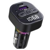 Bluetooth 5.3 FM Transmitter for Car, Bluetooth Car Adapter with Type-C PD(30W) Charger and QC3.0 USB Port, Wireless FM Radio Transmitter, Support MP3 Player, Handsfree Calling, LED Backlit, U Disk Bluetooth 5.3 FM Transmitter for Car, Bluetooth Car Adapter with Type-C PD(30W) Charger and QC3.0 USB Port, Wireless FM Radio Transmitter, Support MP3 Player, Handsfree Calling, LED Backlit, U Disk