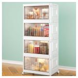 4 Tier Storage Bins with Lids, 23QT Stackable Closet Organizers and Storage with Wheels, Collapsible Storage Boxes, Foldable Plastic Storage Containers for Home, Office, Dorm Room-White - Retail: $40 4 Tier Storage Bins with Lids, 23QT Stackable Closet Organizers and Storage with Wheels, Collapsible Storage Boxes, Foldable Plastic Storage Containers for Home, Office, Dorm Room-White - Retail: $40