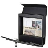 Lockable Mailboxes with Keys, Outdoor Wall Mounted Mail Box with Large Capacity,14 3/10 x 4 1/10' x 13'. BOTTOM BACK CORNERS ARE DENTED. Missing Key. - Retail: $43' Lockable Mailboxes with Keys, Outdoor Wall Mounted Mail Box with Large Capacity,14 3/10 x 4 1/10' x 13'. BOTTOM BACK CORNERS ARE DENTED. Missing Key. - Retail: $43'