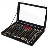 Necklace Organizer Box, Tray with Clear Lid, Velvet Dustproof Necklaces Holder Storage Display Case, 20 Hooks Glass Top Jewelry Tray Drawer Insert for Pendant Bracelet - Retail: $18 Necklace Organizer Box, Tray with Clear Lid, Velvet Dustproof Necklaces Holder Storage Display Case, 20 Hooks Glass Top Jewelry Tray Drawer Insert for Pendant Bracelet - Retail: $18