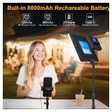 2 Packs LED Video Light with 63 Tripod Stand, QEUOOIY 20W Bi-Color Photography Lighting Kit, Dimmable 2500-8500K Studio Conference Light, Built-in 8000mAh Battery for YouTube/TikTok/Vlog/Streaming - R 2 Packs LED Video Light with 63 Tripod Stand, QEUOOIY 20W Bi-Color Photography Lighting Kit, Dimmable 2500-8500K Studio Conference Light, Built-in 8000mAh Battery for YouTube/TikTok/Vlog/Streaming - R
