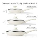 Ceramic Frying Pan Set with Lid - Non Stick Frying Pan with Lids, White Frying Pans Nonstick With Lid, Induction Skillet Set Egg Omelet Skillet Pan W/Lid, Healthy No Toxic Cookware Set, PFOA&PFAS Free Ceramic Frying Pan Set with Lid - Non Stick Frying Pan with Lids, White Frying Pans Nonstick With Lid, Induction Skillet Set Egg Omelet Skillet Pan W/Lid, Healthy No Toxic Cookware Set, PFOA&PFAS Free