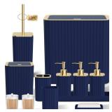 Bathroom Accessory Set - Bathroom Set, 12PC Bathroom Accessories Set, Navy Blue Bathroom Accessories Set, Mini Trash Can, Toilet Brush, Trash Can & Soap Dispenser - Retail: $44 Bathroom Accessory Set - Bathroom Set, 12PC Bathroom Accessories Set, Navy Blue Bathroom Accessories Set, Mini Trash Can, Toilet Brush, Trash Can & Soap Dispenser - Retail: $44
