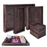 Wood Serving Tray with Handles, Set of 7 Rectangular Wooden Nesting Multipurpose Trays, Decorative Serving Trays Platter for Breakfast in Bed, Lunch, Dinner, Patio, Ottoman, Coffee Table, Party - Reta Wood Serving Tray with Handles, Set of 7 Rectangular Wooden Nesting Multipurpose Trays, Decorative Serving Trays Platter for Breakfast in Bed, Lunch, Dinner, Patio, Ottoman, Coffee Table, Party - Reta