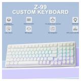 Creamy Mechanical Keyboard Wired, Hot Swappable, Pre-lubed Linear Switches, Gasket Structure with Sound Dampening Foam, RGB Backlit, 99 Keys Custom Gaming Keyboard for PC/Mac,White - Retail: $50 Creamy Mechanical Keyboard Wired, Hot Swappable, Pre-lubed Linear Switches, Gasket Structure with Sound Dampening Foam, RGB Backlit, 99 Keys Custom Gaming Keyboard for PC/Mac,White - Retail: $50